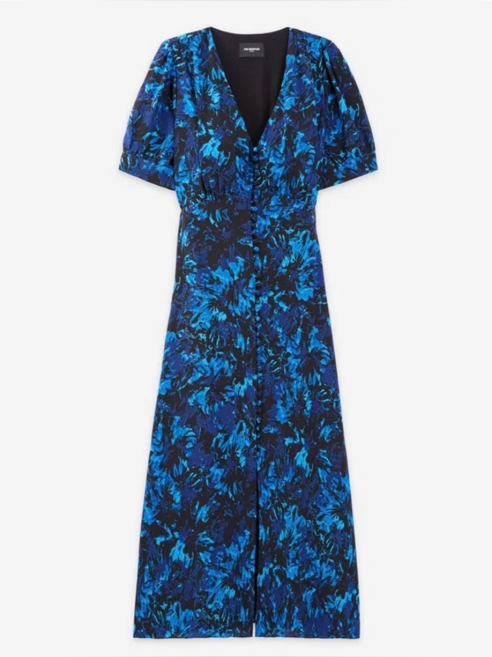 The Kooples 100% Silk Dress Firework Floral Print Blue Black Size 3/Large